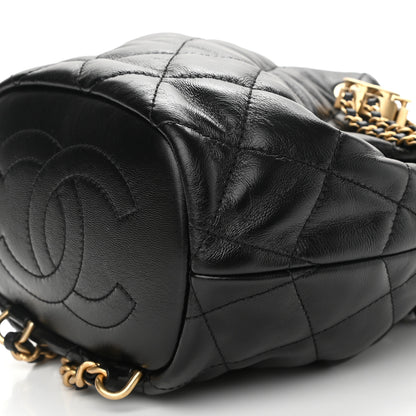 Chanel Calfskin Quilted CC Chain Bucket Backpack Black 10 of 11