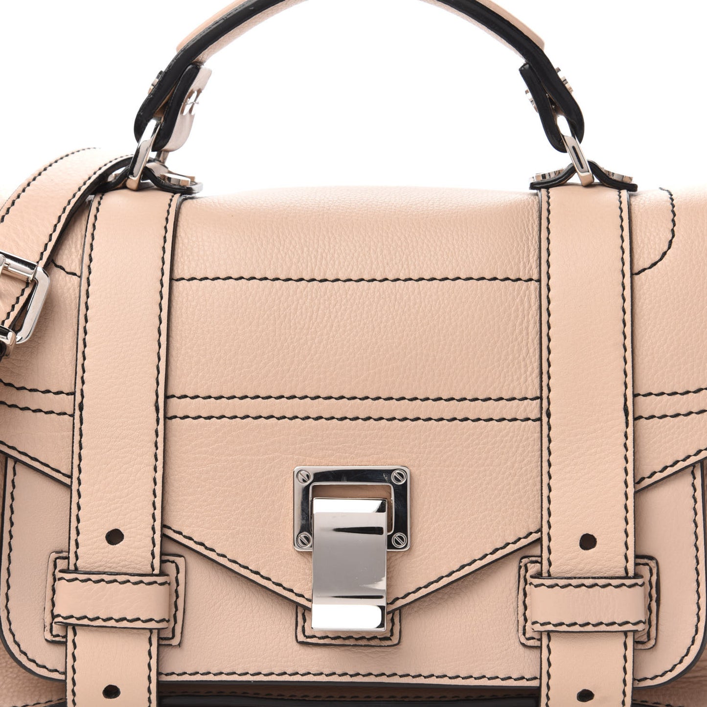 Grained Calfskin Medium Contrast Stitch PS1 Satchel Sand