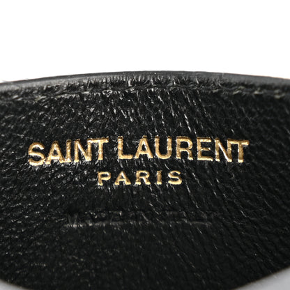 Saint Laurent Grain De Poudre Matelasse Chevron Monogram Credit Card Case Black 6 of 12