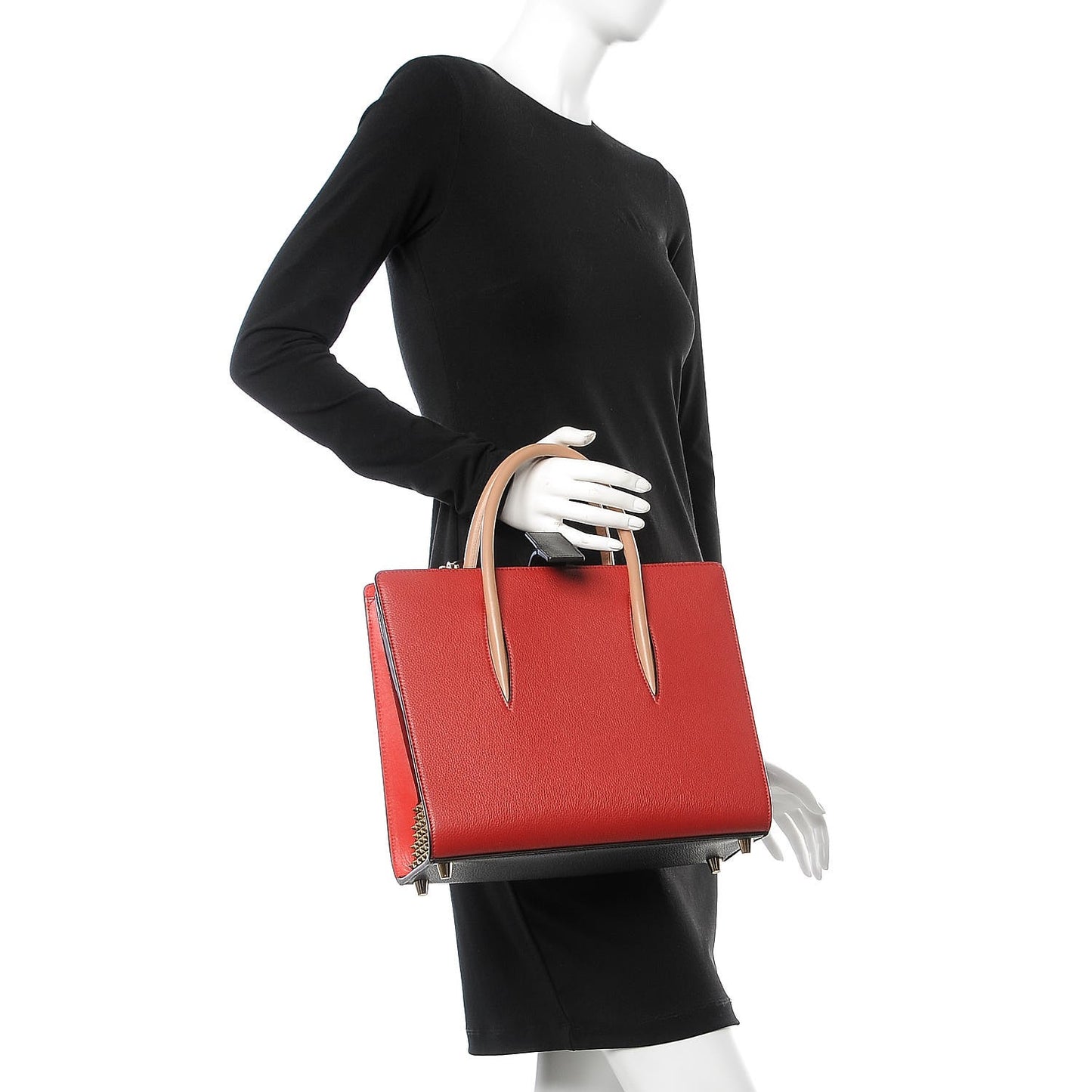 Calfskin Patent Studded Medium Paloma Black Carmin