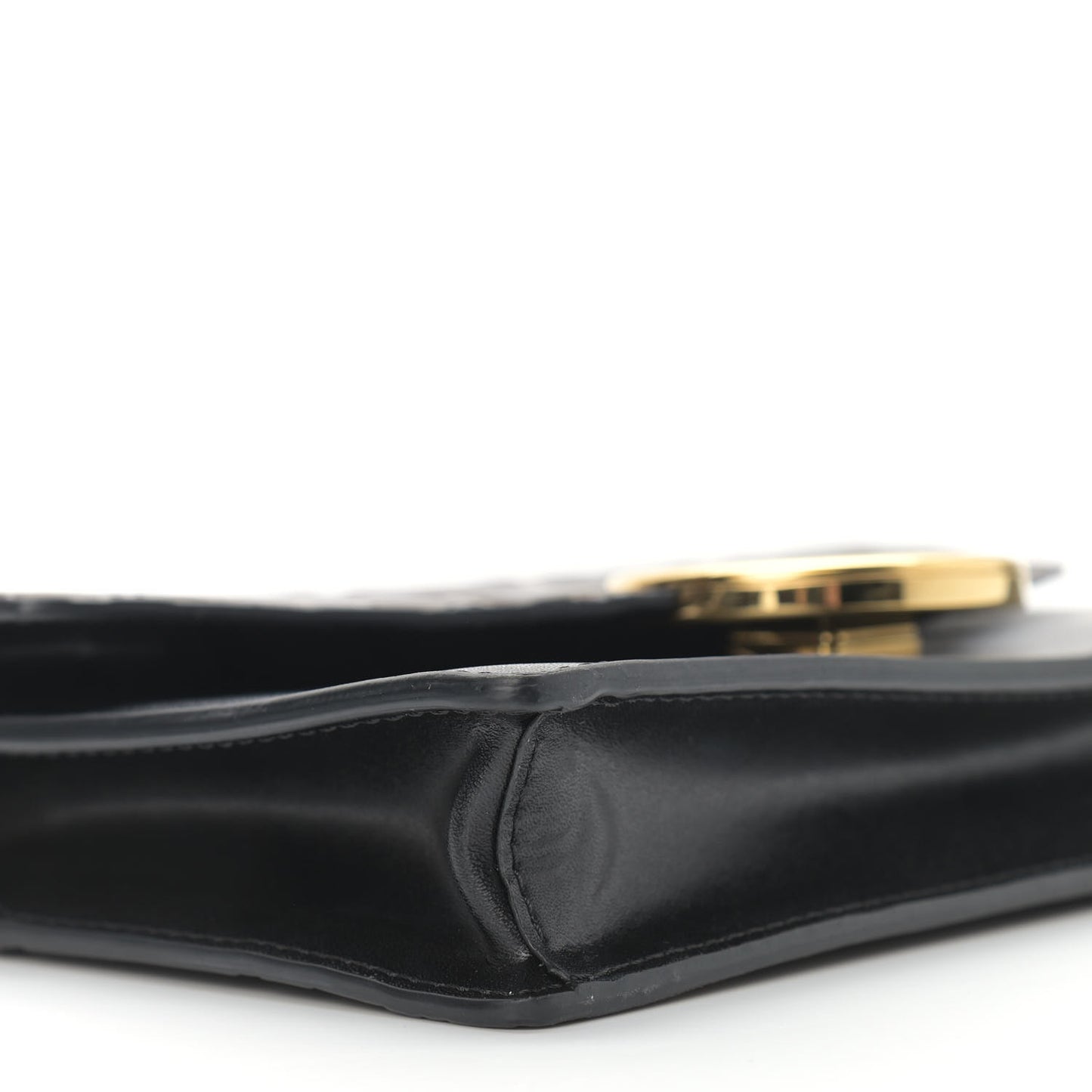 Vitello Liberty F is Fendi Bi-Color FF 1974 Embossed Medium Envelope Wallet On Chain Black Maya