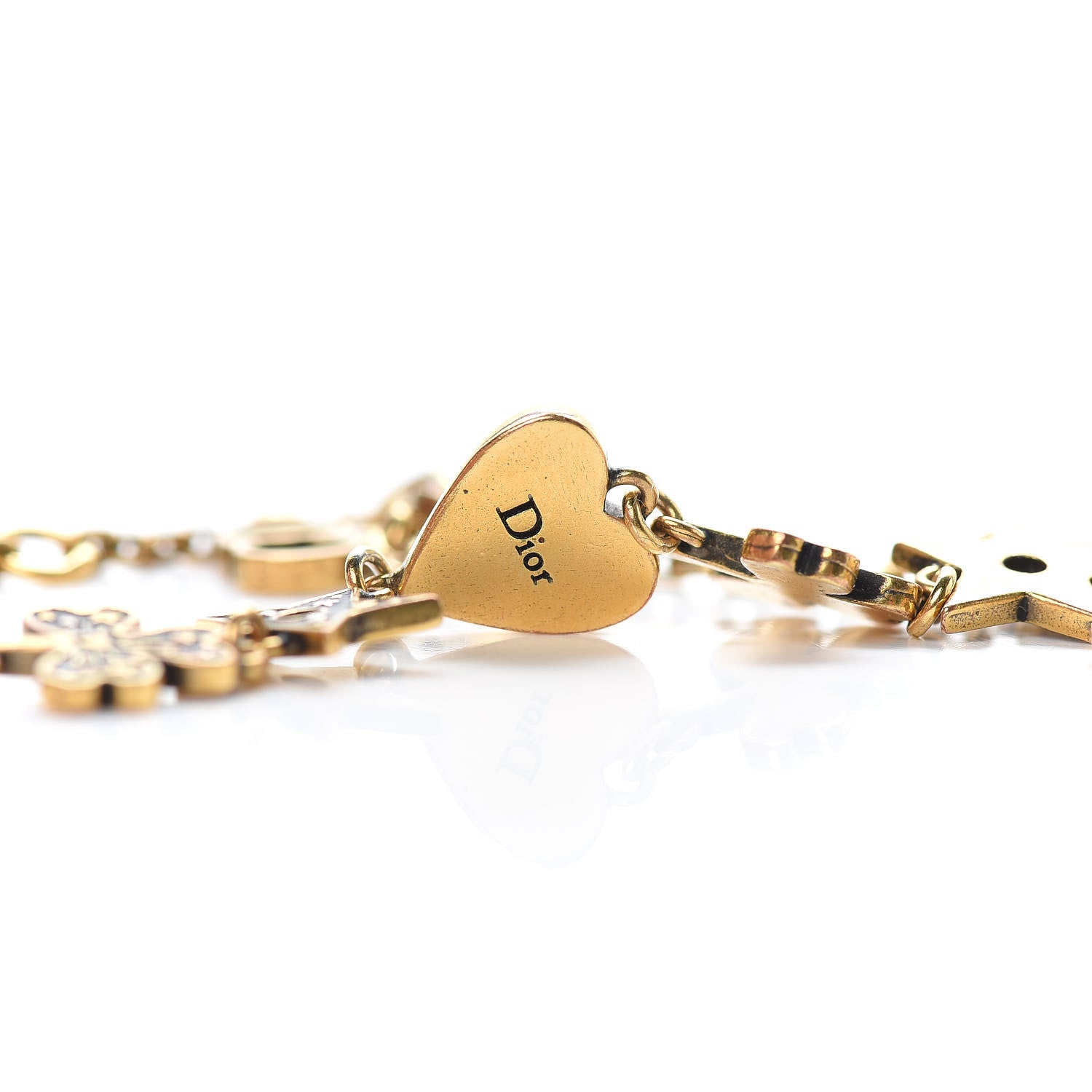 Christian Dior Metal Star Heart Bracelet Black Gold 5 of 6