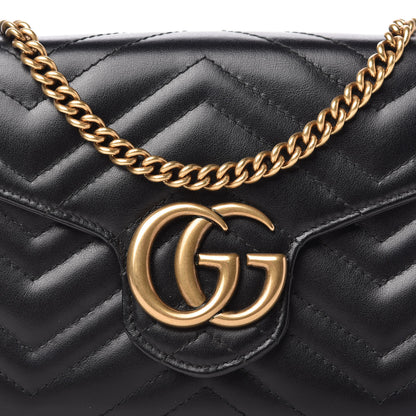 Gucci Calfskin Matelasse GG Marmont Chain Wallet Black 10 of 10