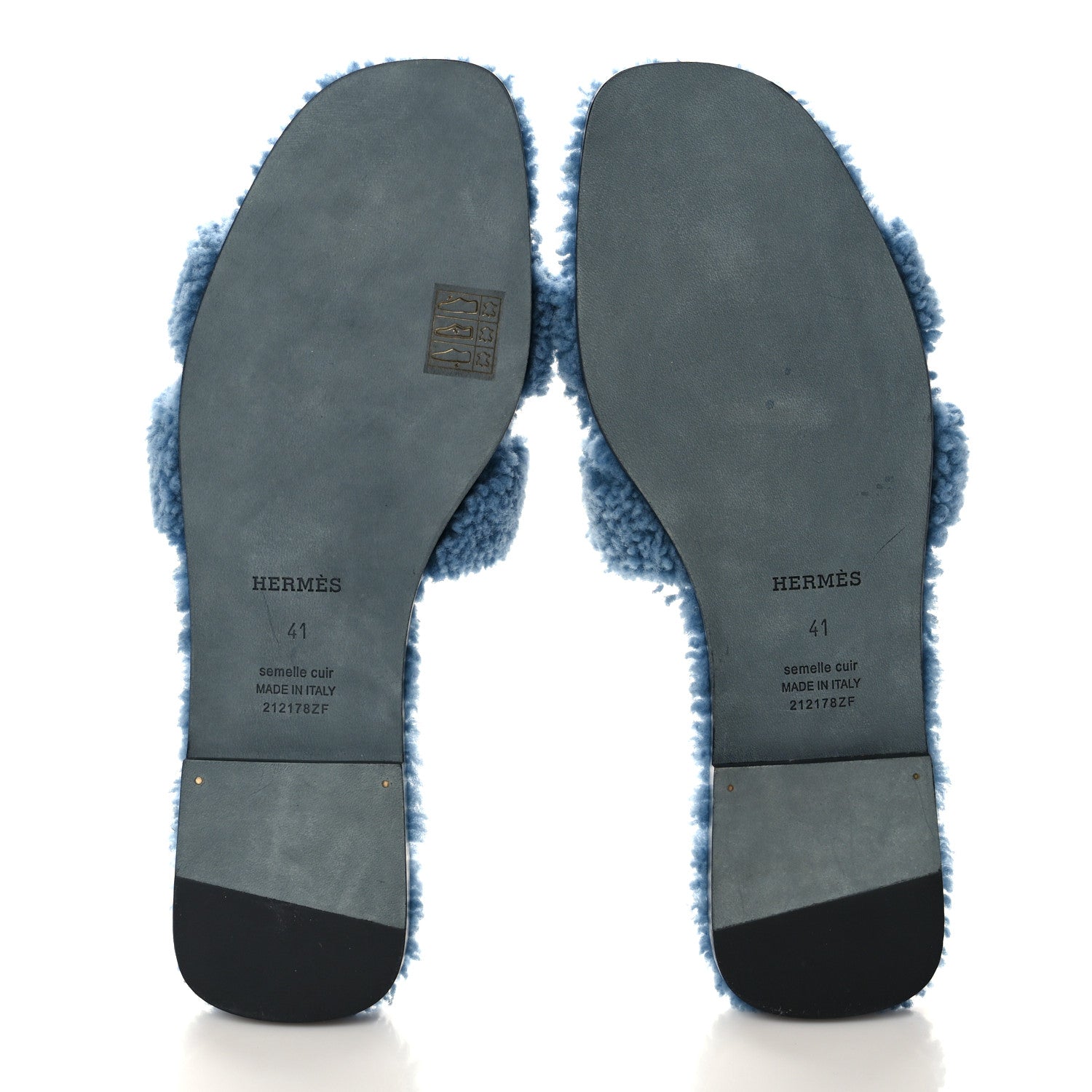 Hermes Woolskin Oran Sandals 41 Bleu 5 of 8