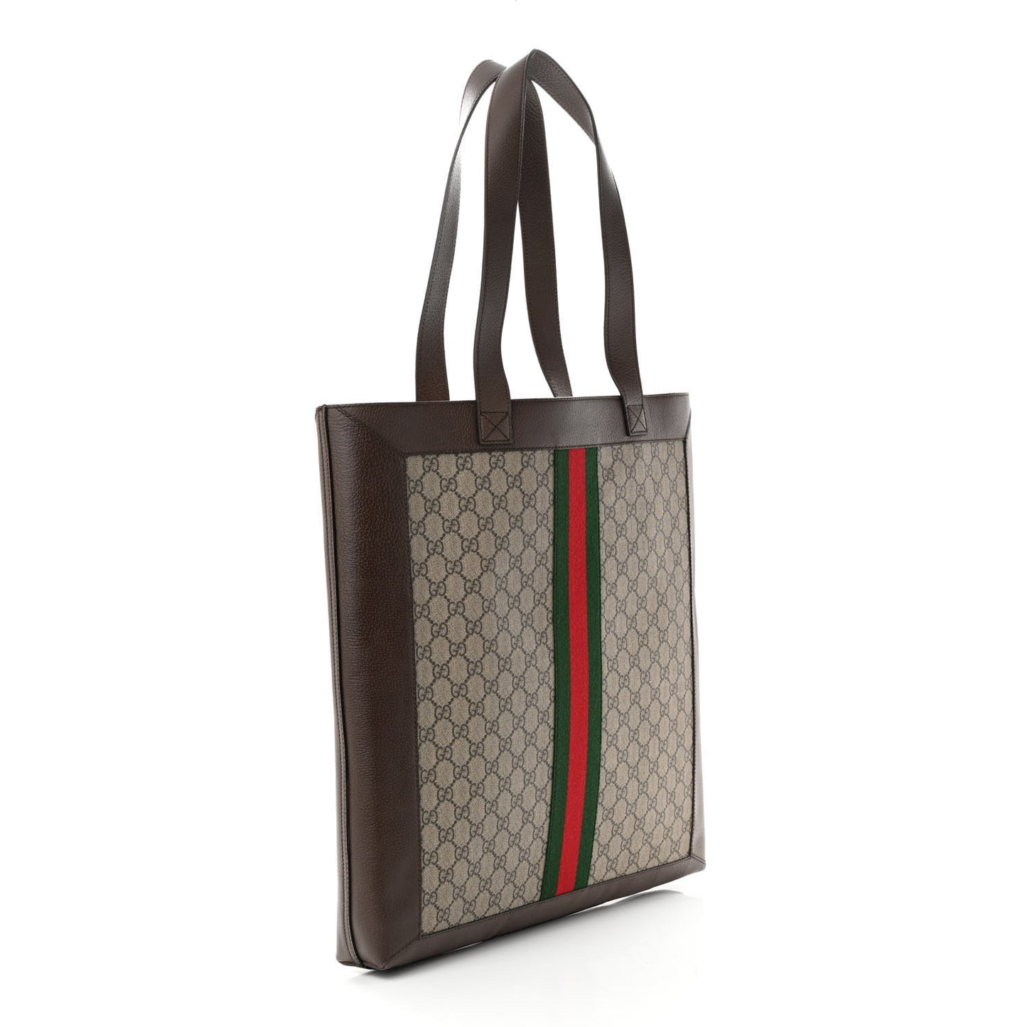 GG Supreme Monogram Web Large Ophidia Vertical Shopping Tote Brown