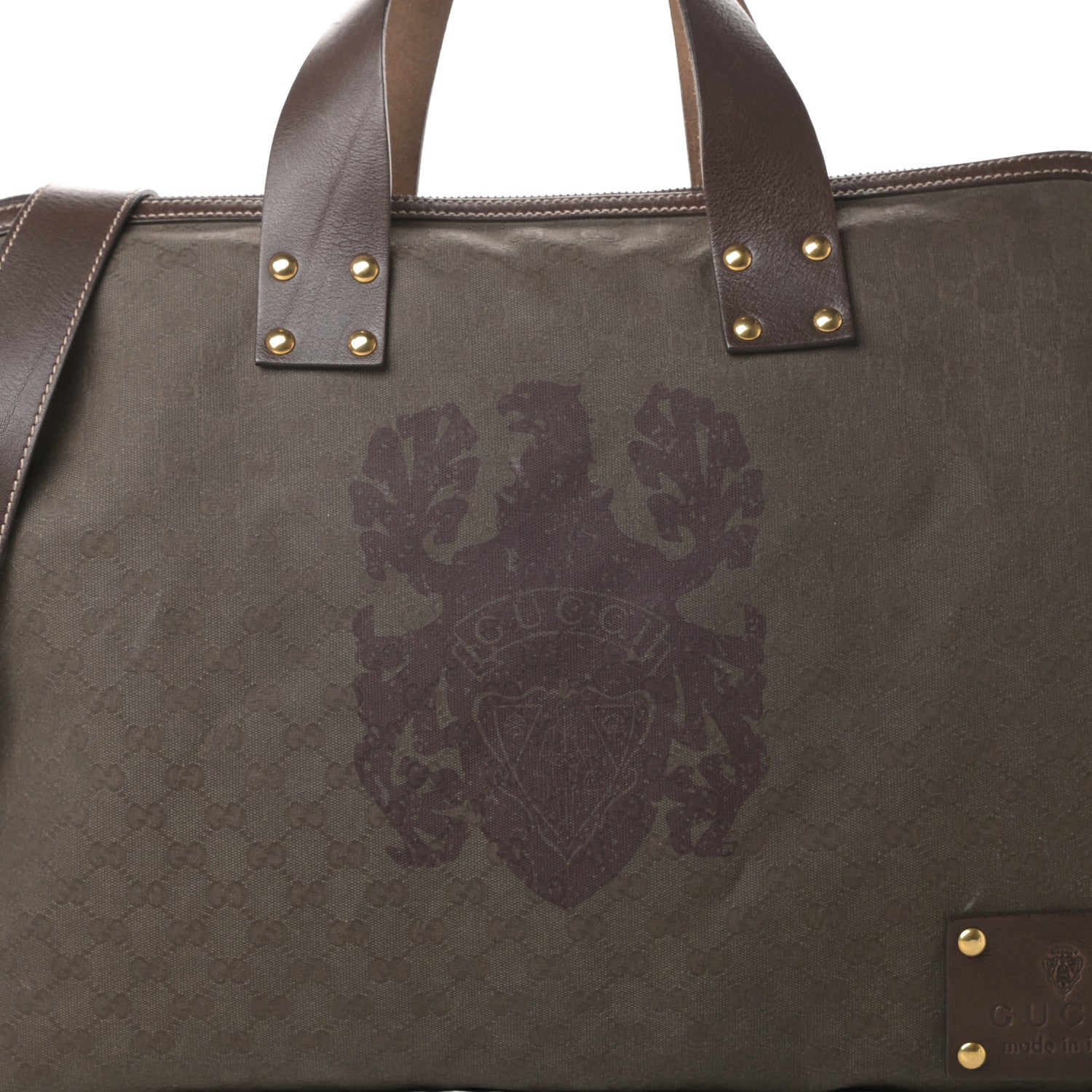 Gucci Monogram Calfskin Studded Tote Brown 8 of 10