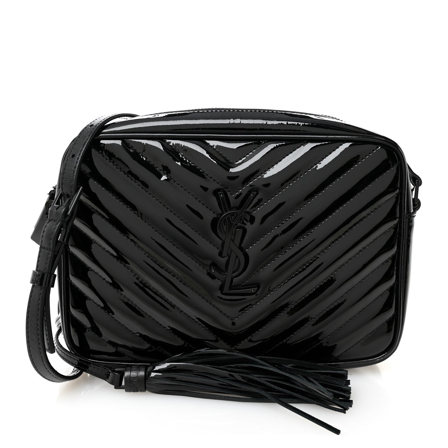 Saint Laurent Patent Calfskin Matelasse Monogram Lou Camera Bag Black 1 of 10