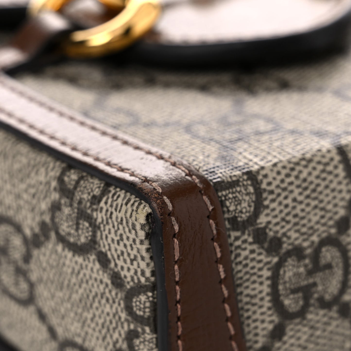 GG Supreme Monogram Mini Horsebit 1955 Crossbody Bag Beige Brown Sugar