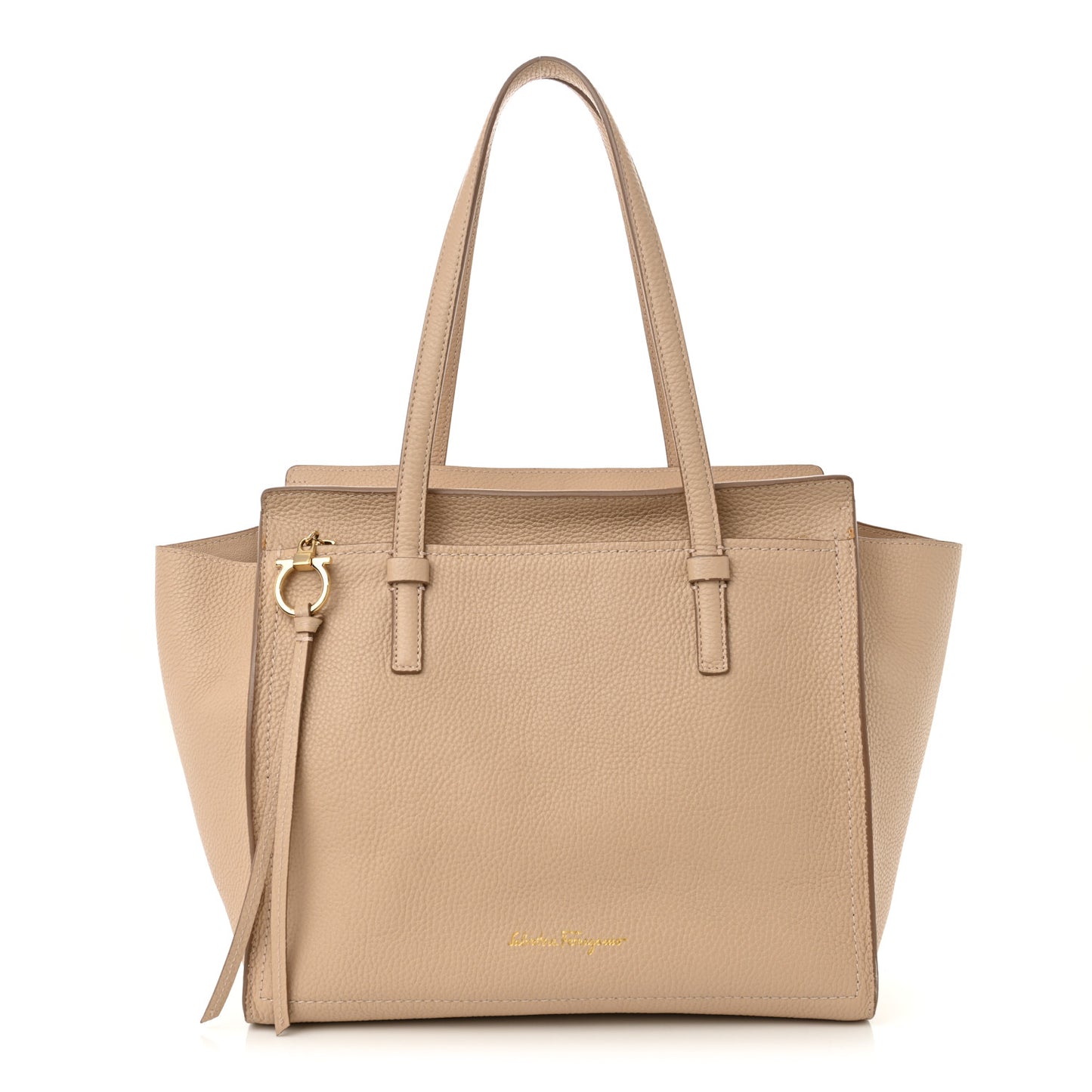 Hammered Calfskin Double Handle Medium Amy Tote New Bisque