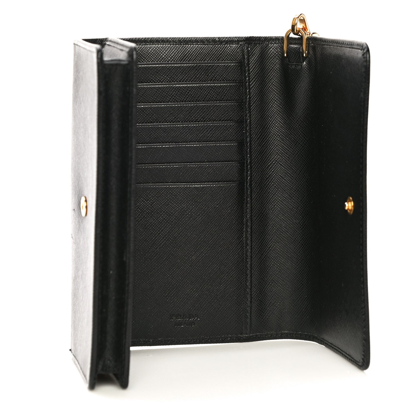 Saffiano Metal Phone Wristlet Wallet Black