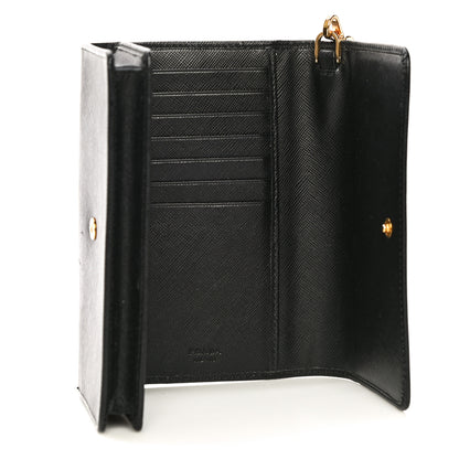 Prada Saffiano Metal Phone Wristlet Wallet Black 6 of 10