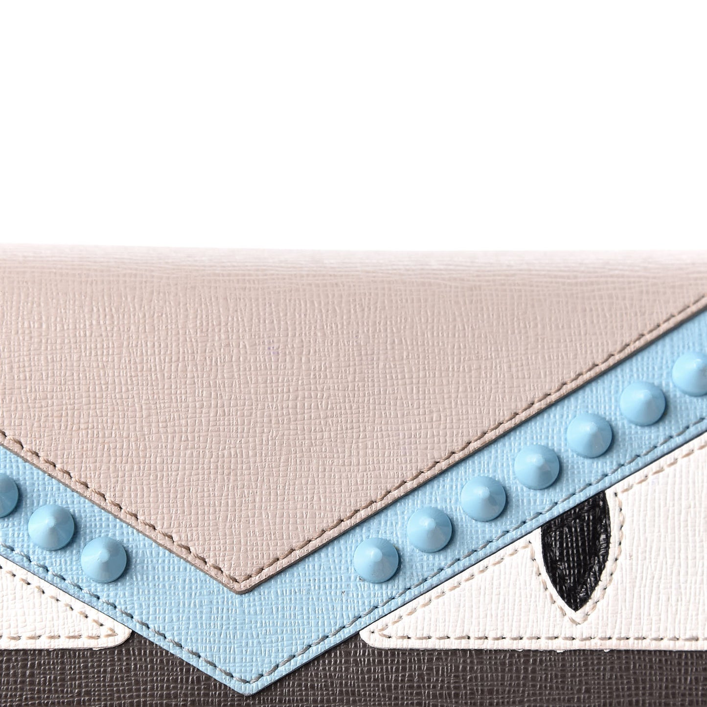 Vitello Elite Monster Eyes Studded Continental Wallet Carbone White Multicolor