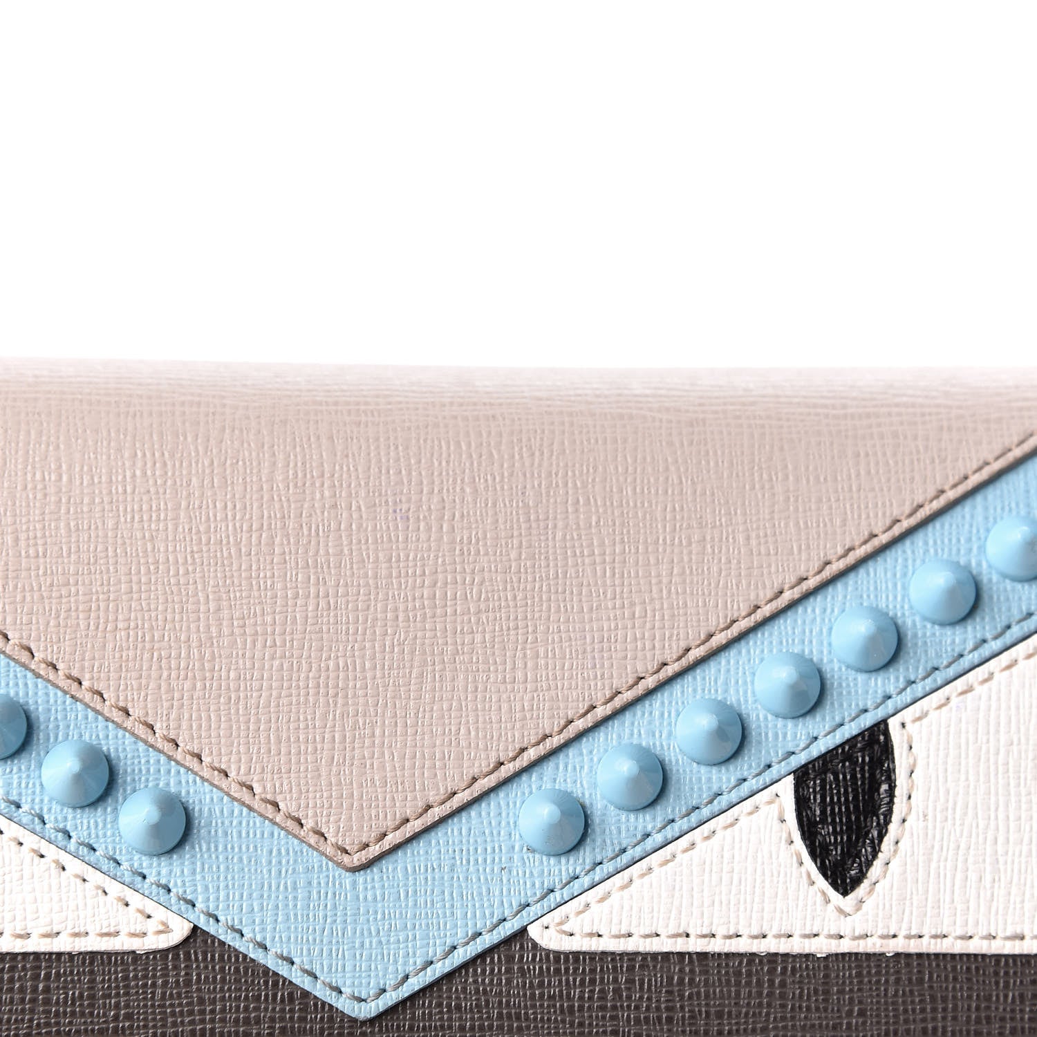 Fendi Vitello Elite Monster Eyes Studded Continental Wallet Carbone White Multicolor 8 of 13