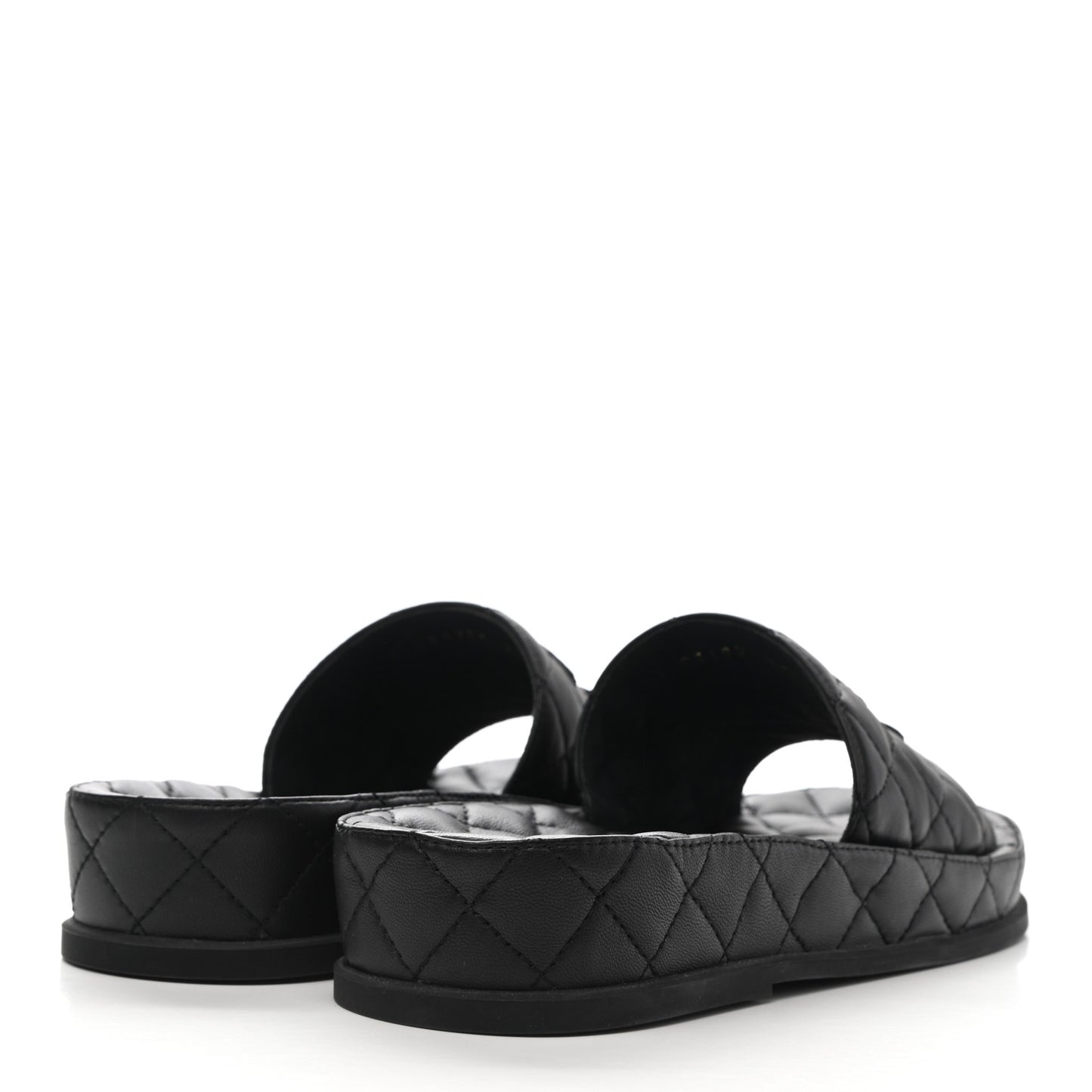 Lambskin Quilted CC Mules Sandals 37 Black