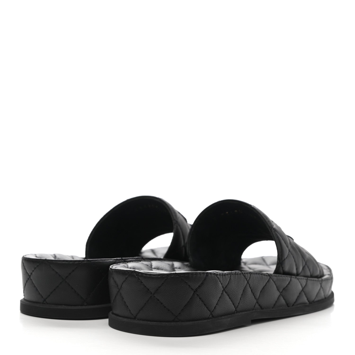 Chanel Lambskin Quilted CC Mules Sandals 37 Black 4 of 9