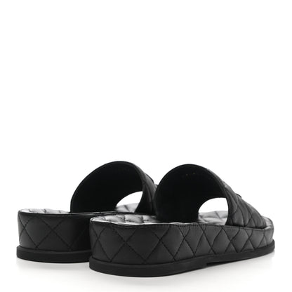 Chanel Lambskin Quilted CC Mules Sandals 37 Black 4 of 9