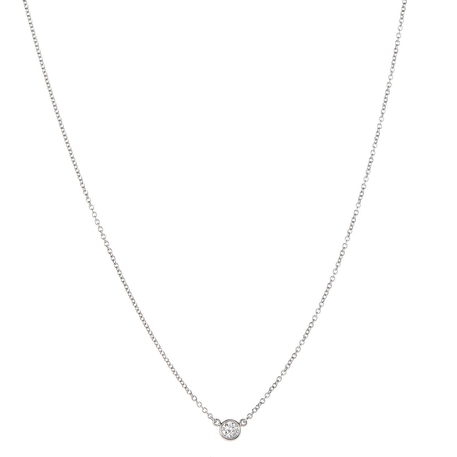 Tiffany Platinum Diamond .08ct Elsa Peretti Diamonds by the Yard Pendant Necklace 1 of 7