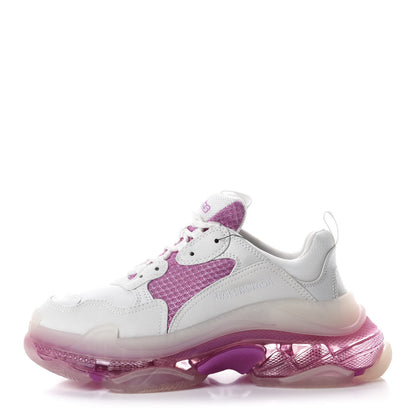 Balenciaga Fabric Mesh Clear Sole Womens Triple S Sneakers 40 White Pink 1 of 8