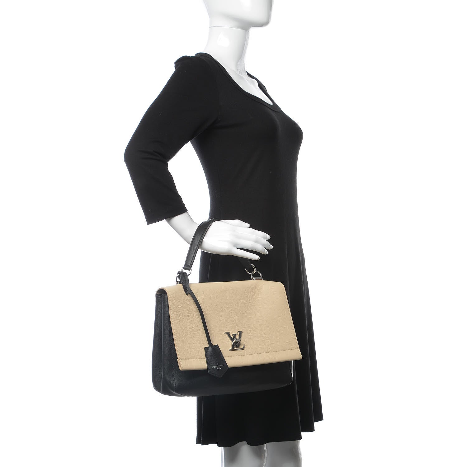 Louis Vuitton Soft Calfskin Lockme II Top Handle Vanille Black 3 of 7
