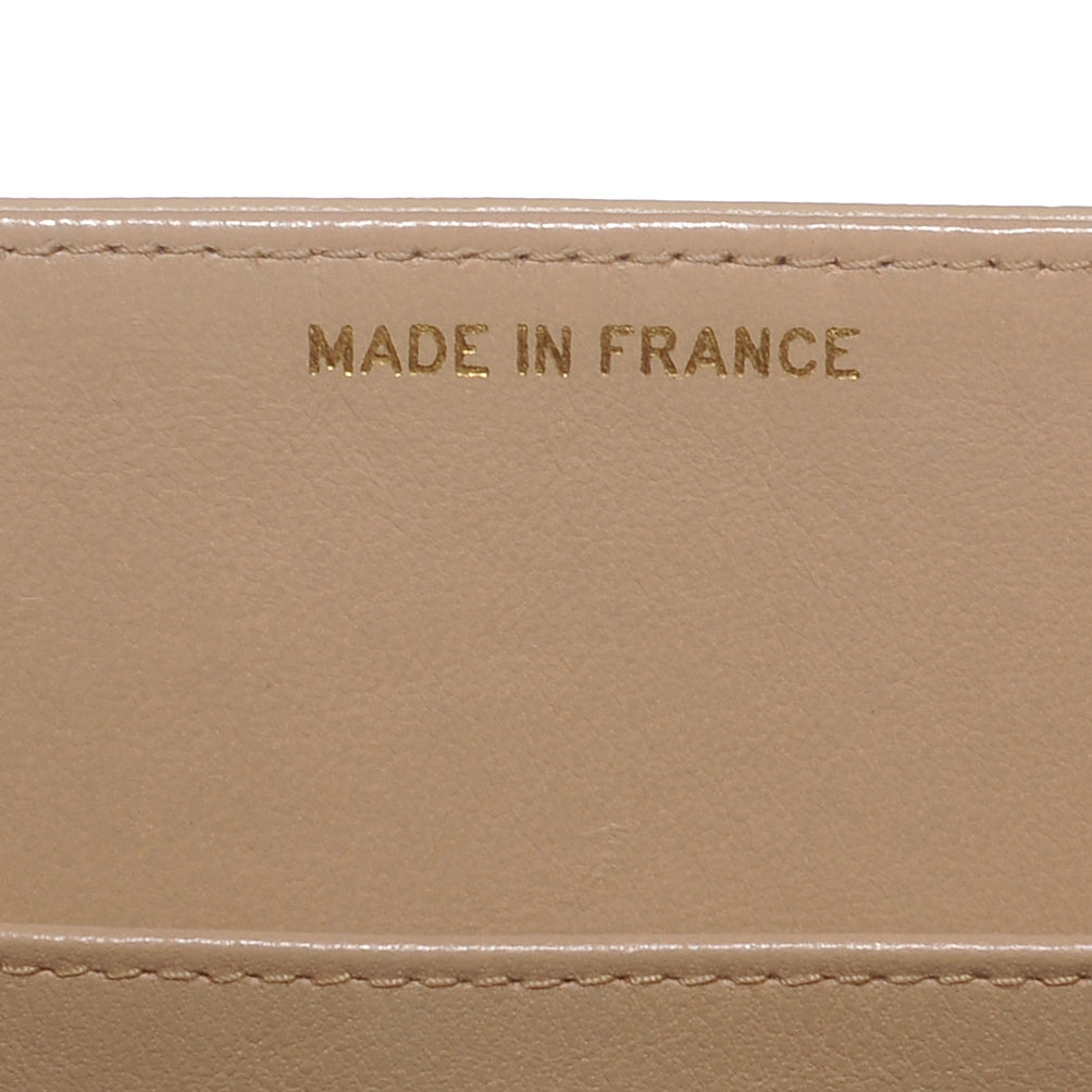 Lambskin Quilted Trapezoid Shoulder Flap Bag Beige