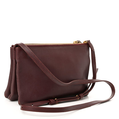 Celine Lambskin Large Trio Crossbody Bag Burgundy 3 of 14