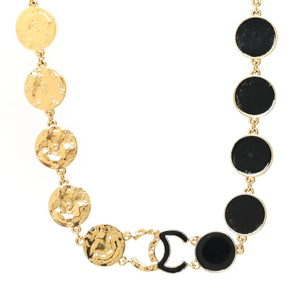 Chanel Metal Disc CC Necklace Gold Black 1 of 6