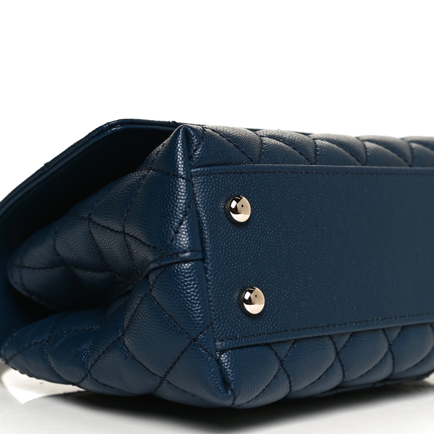 Caviar Quilted Lizard Embossed Mini Coco Handle Flap Navy Blue