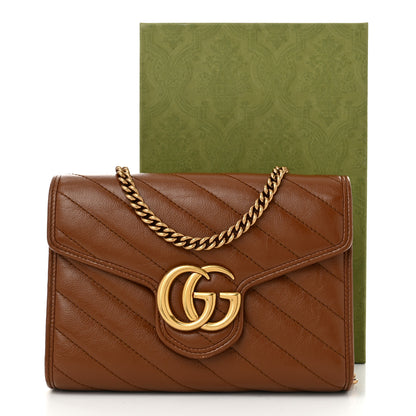 Gucci Azalea Calfskin Matelasse Diagonal GG Marmont Chain Wallet Cuir 12 of 12