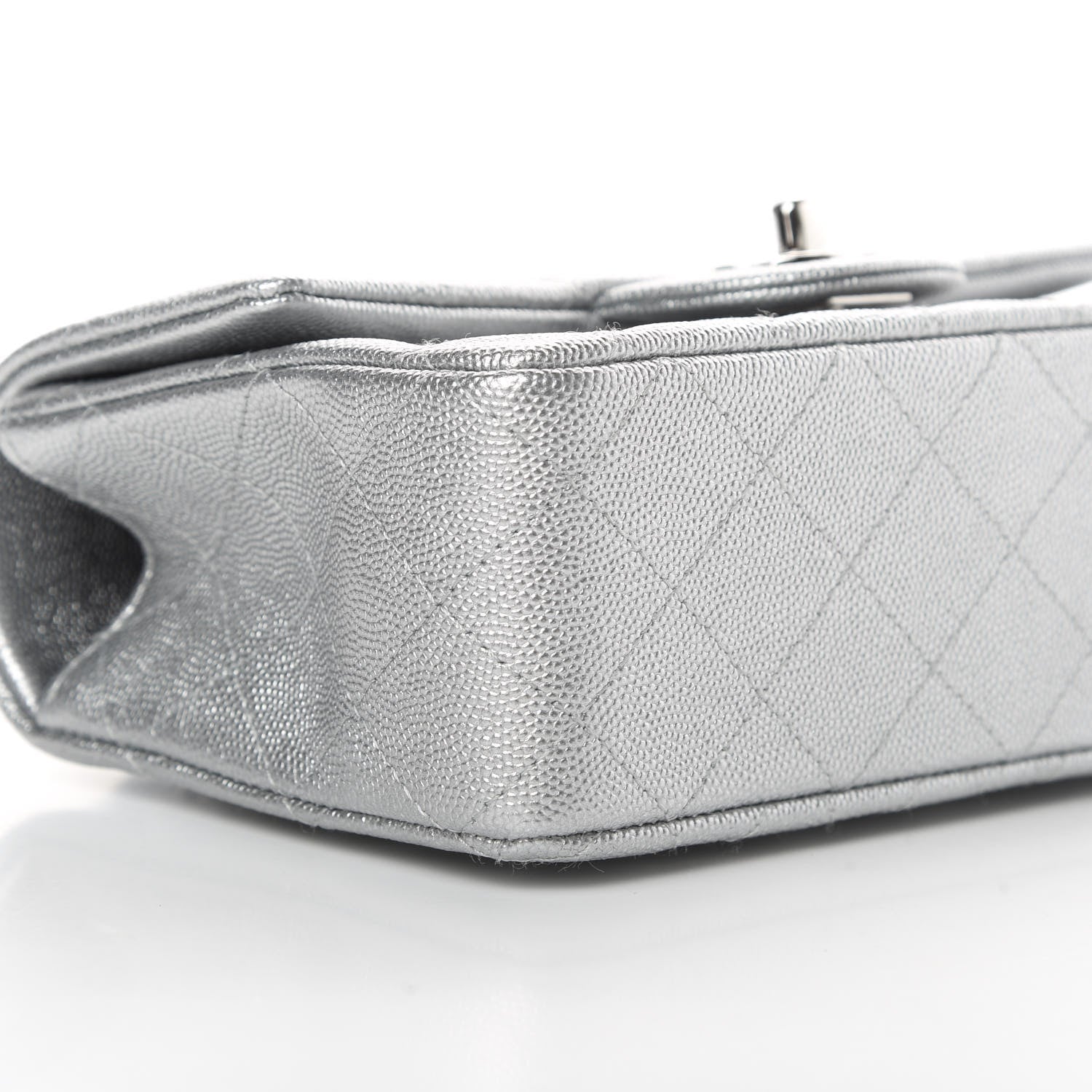 Chanel Metallic Caviar Quilted Mini Top Handle Rectangular Flap Silver 9 of 11