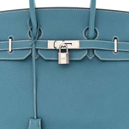 Hermes Taurillon Clemence Birkin 35 Blue Jean 8 of 13