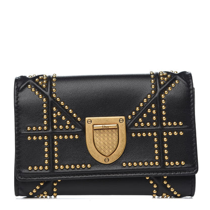Christian Dior Lambskin Cannage Studded Diorama Elancee Wallet Black 1 of 7