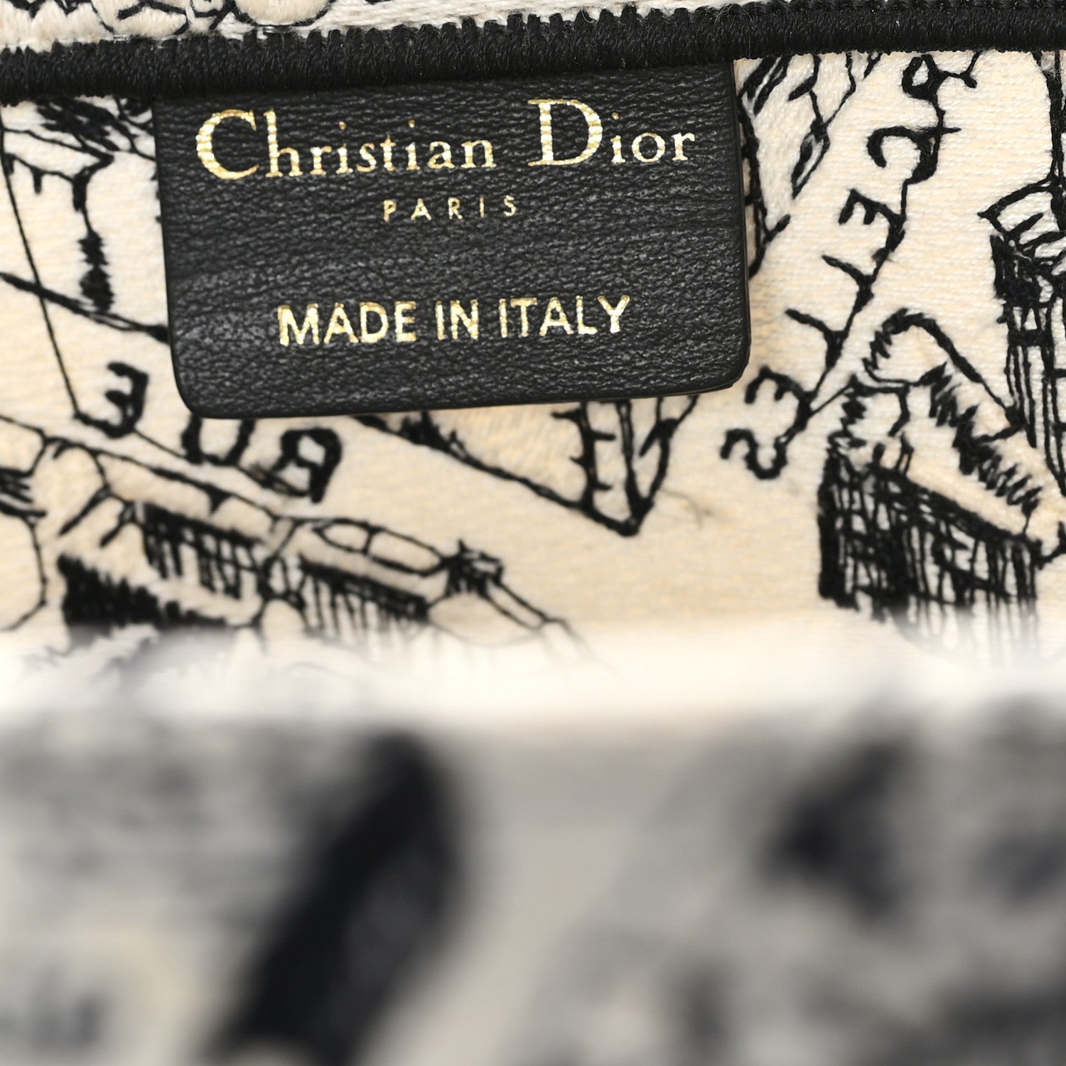Christian Dior Canvas Embroidered Large Plan De Paris Book Tote White Black 6 of 11