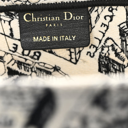 Christian Dior Canvas Embroidered Large Plan De Paris Book Tote White Black 6 of 11