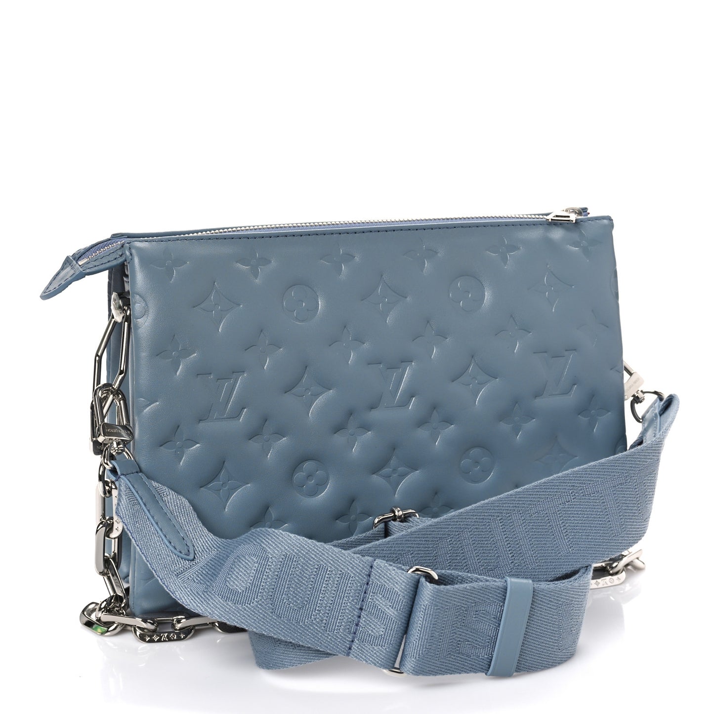 Lambskin Embossed Monogram Coussin PM Blue Glacier
