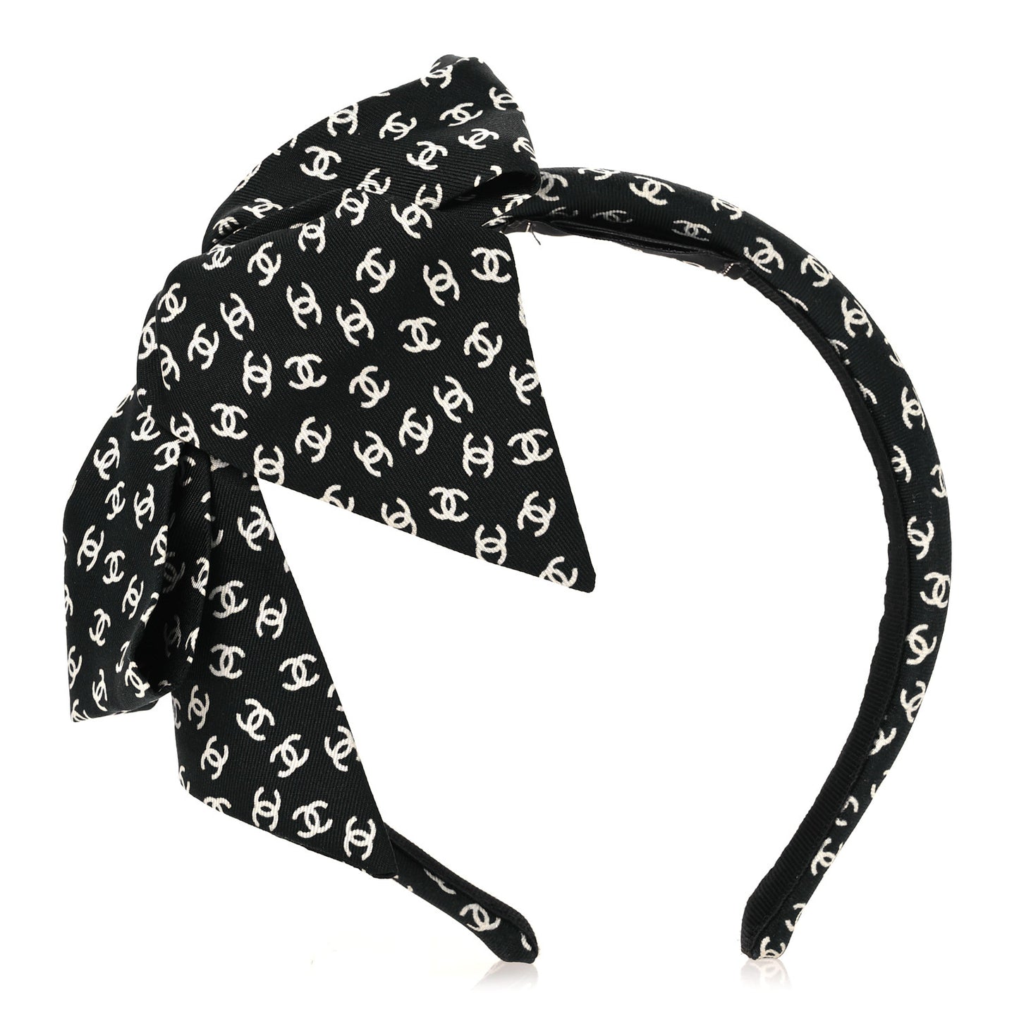 Silk Bow CC Headband Black Ecru