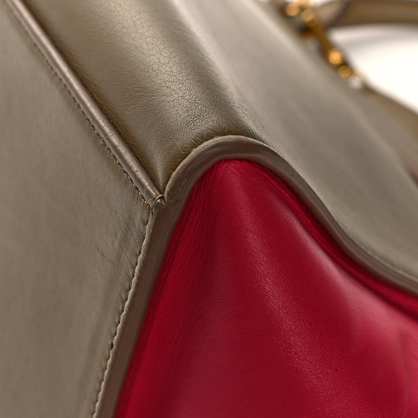 Smooth Calfskin Medium Bicolor Trapeze Taupe Fuchsia