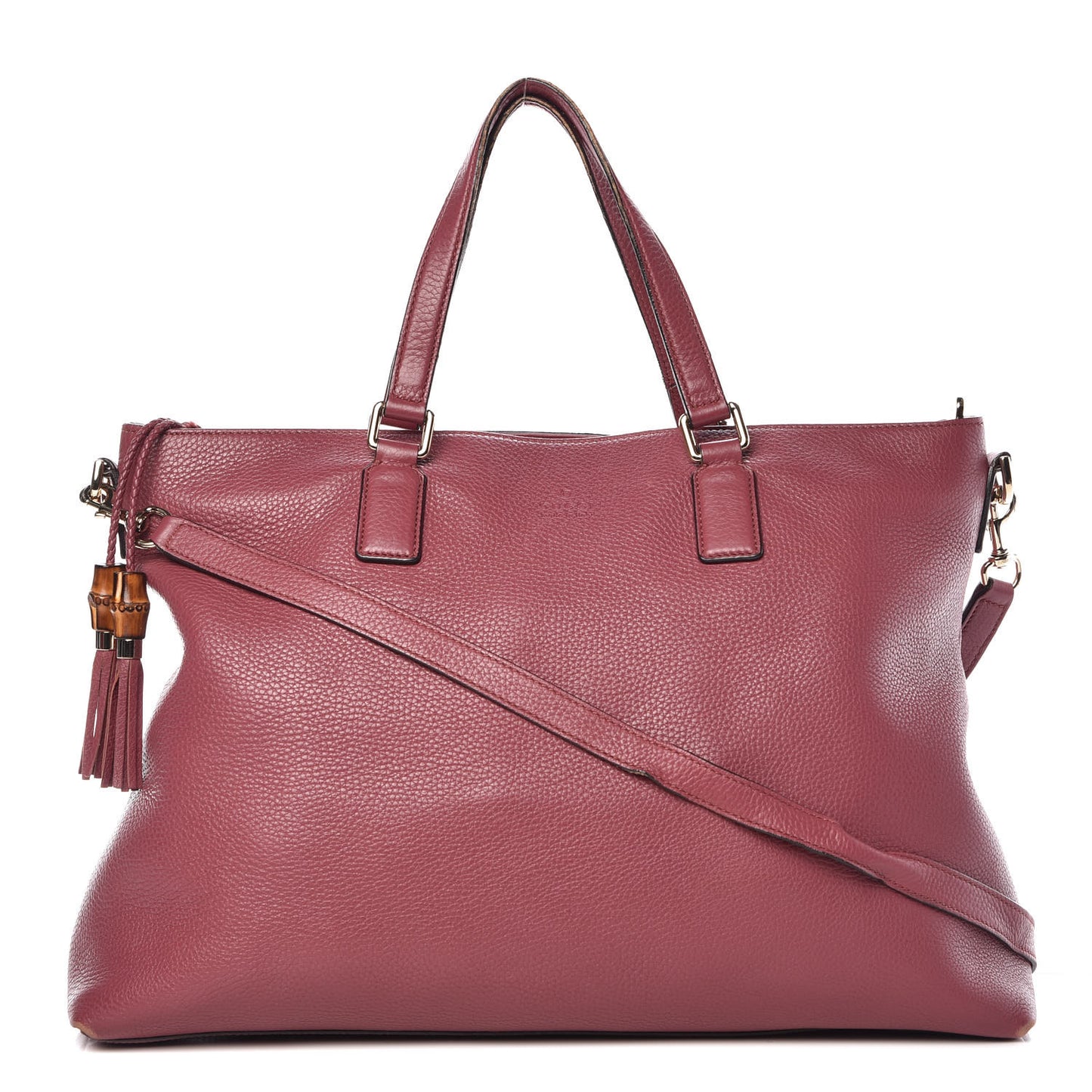 Calfskin Large Bamboo Tassel Top Handle Tote Peonia Flower