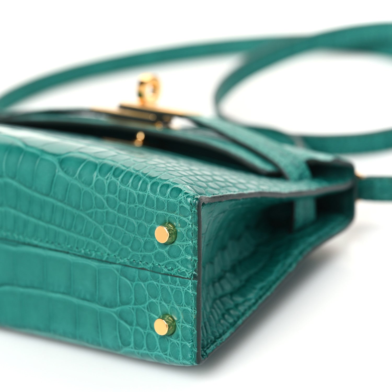 Hermes Matte Alligator Mini Kelly Sellier 20 Malachite 9 of 10