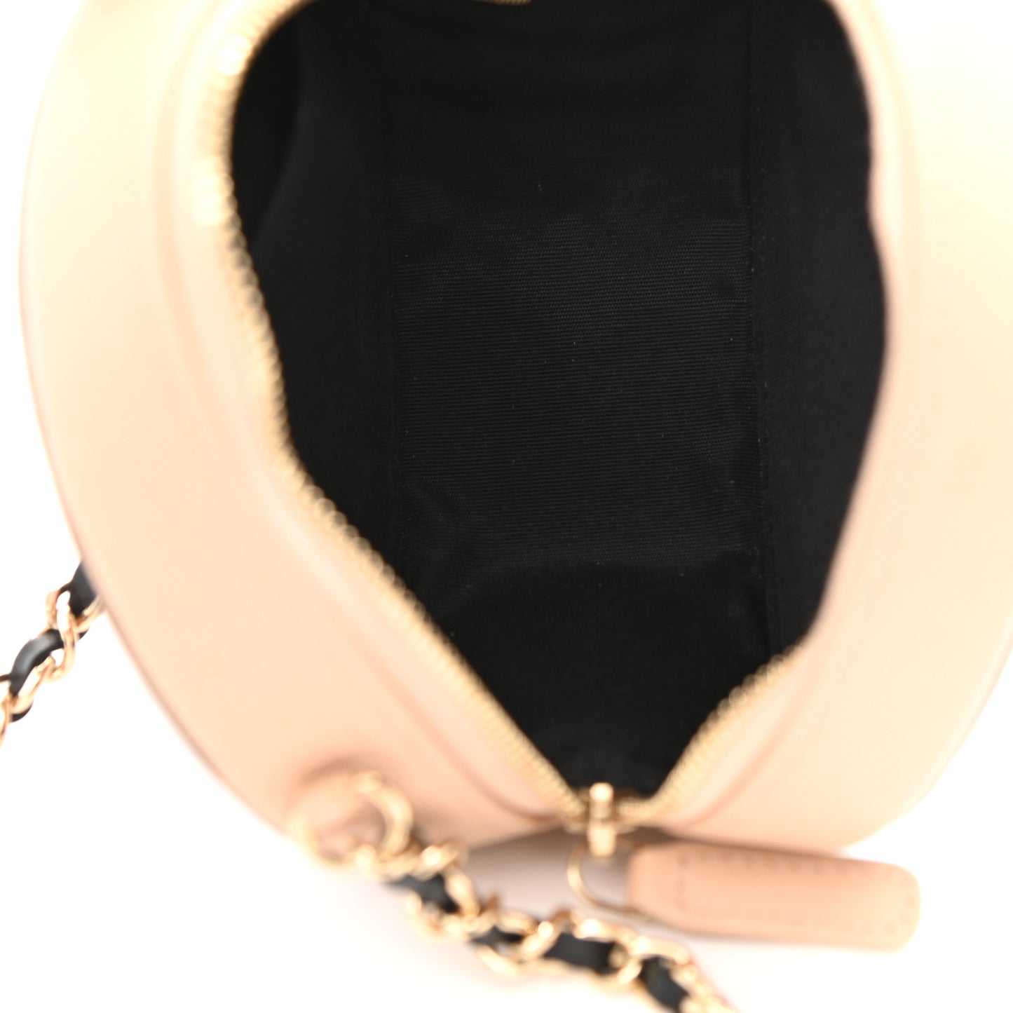 Caviar Quilted Round Filigree Crossbody Beige Black
