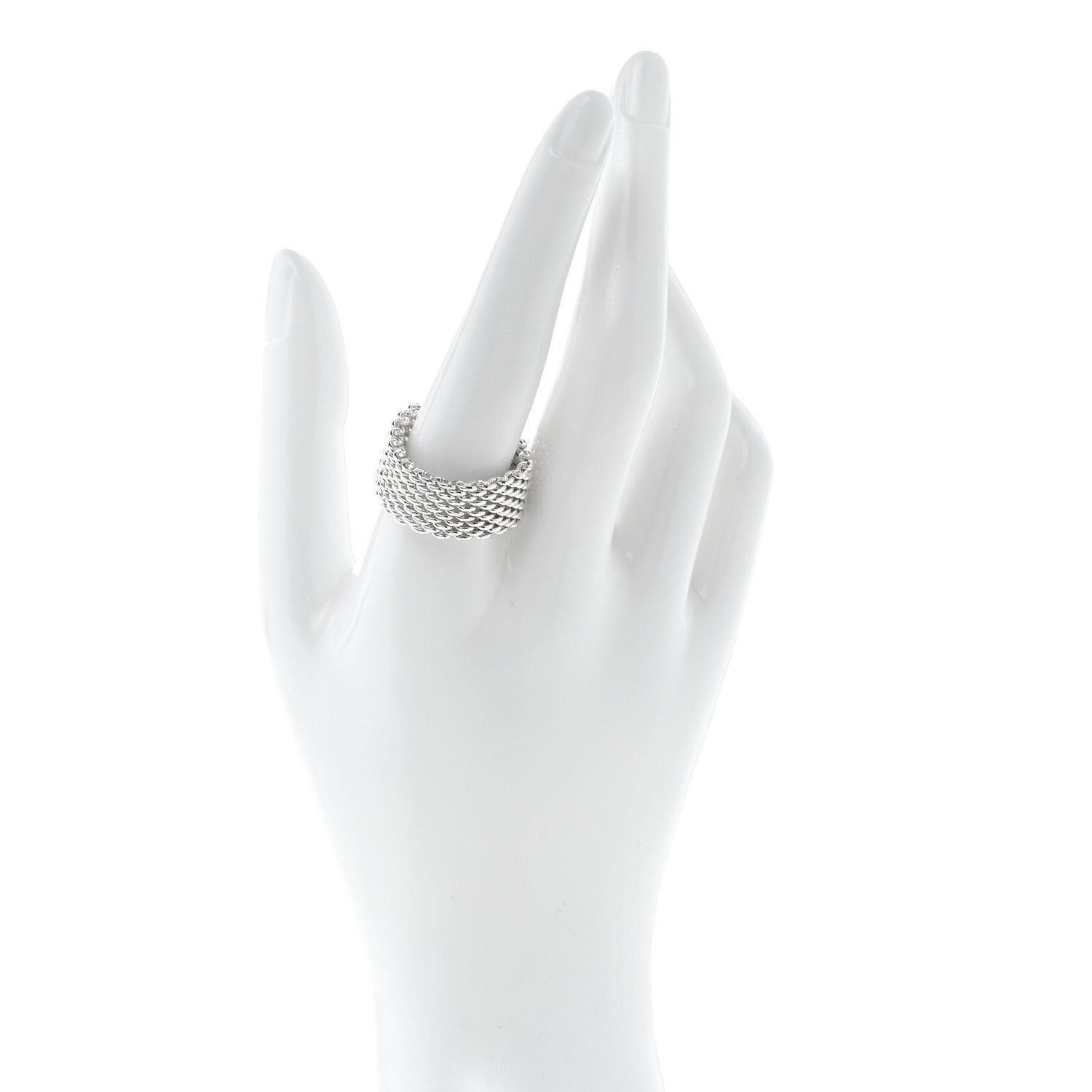 Tiffany Sterling Silver Somerset Mesh Ring 66 11.5 3 of 8