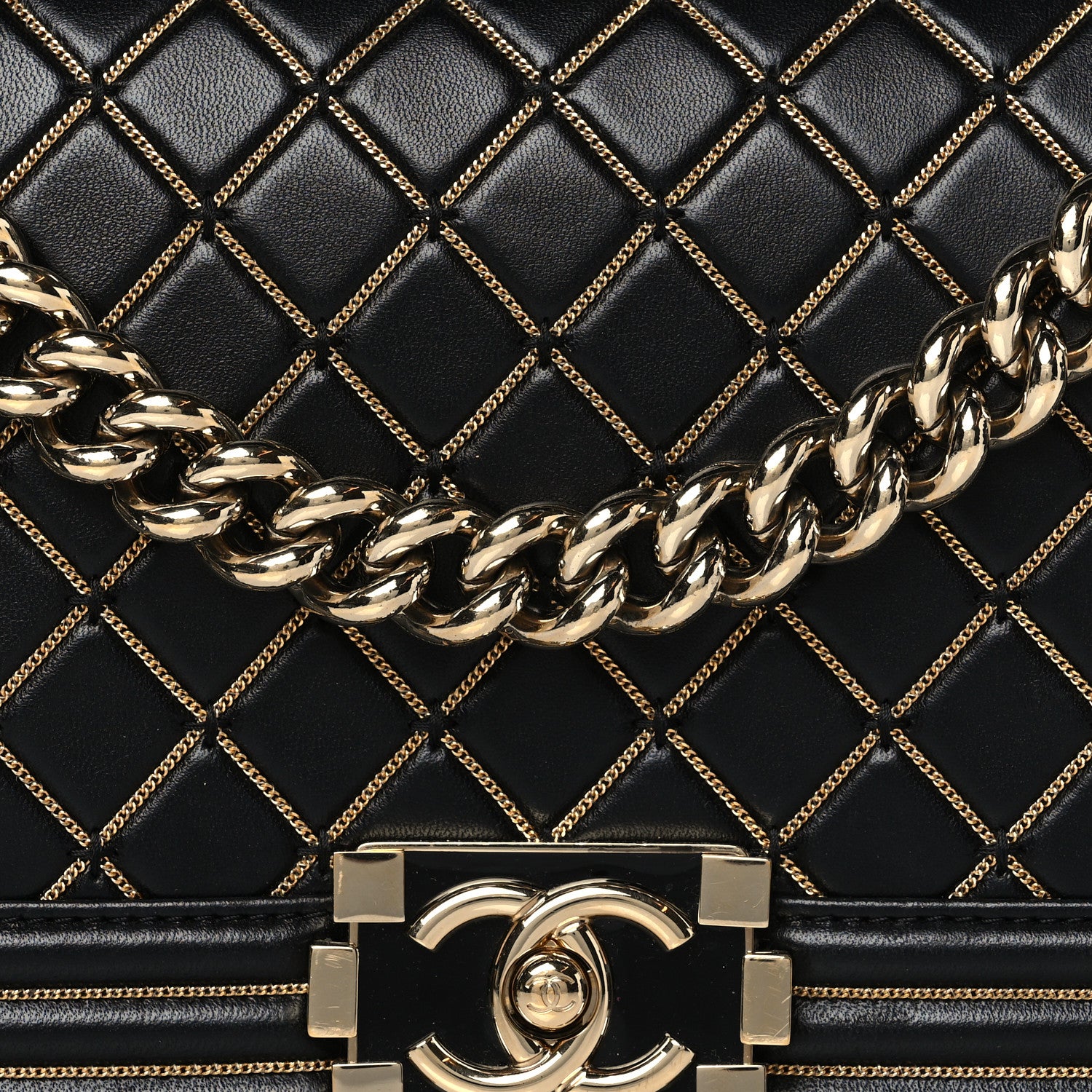 Chanel Lambskin Chain Quilted Medium Boy Flap Black 7 of 10
