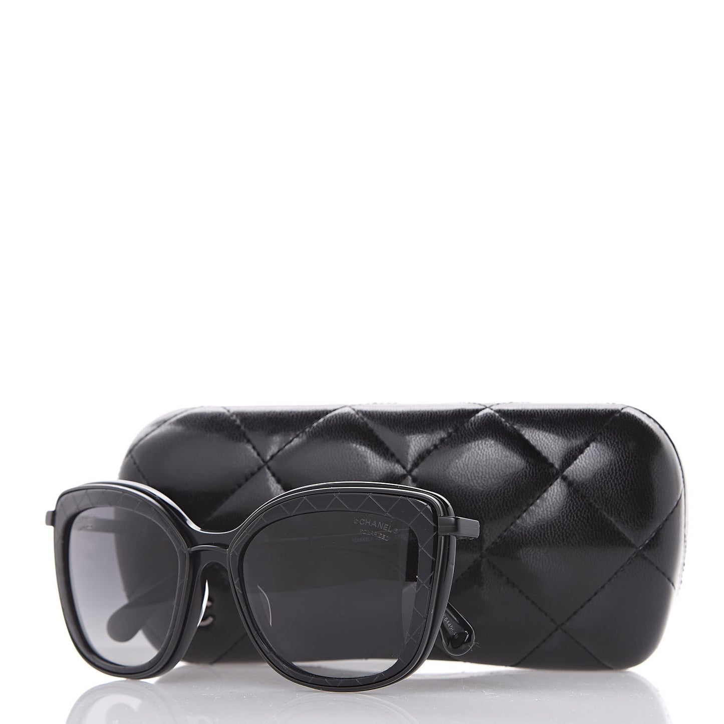 Acetate Polarized Quilted Metal Butterfly Sunglasses 4238-A Black