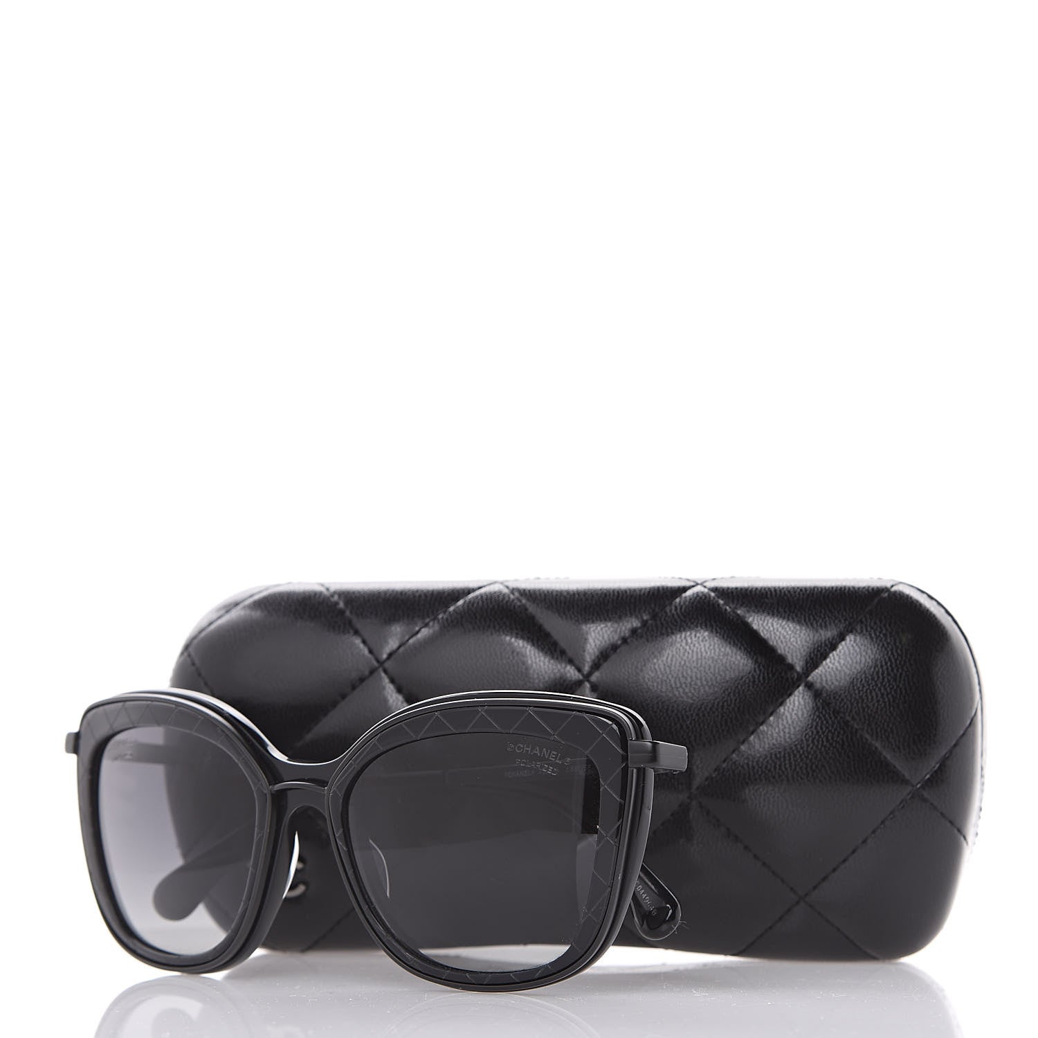 Chanel Acetate Polarized Quilted Metal Butterfly Sunglasses 4238-A Black 9 of 9