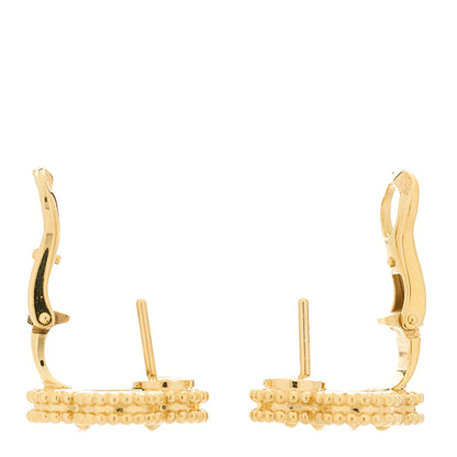 Van Cleef & Arpels 18K Yellow Gold Malachite Vintage Alhambra Earrings 3 of 4
