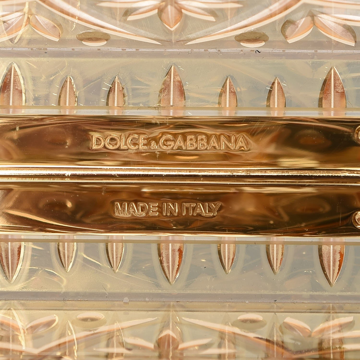 Dolce & Gabbana Metallic Plexiglass Crystal Embellished Shoulder Bag Gold 6 of 7
