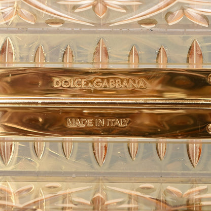 Dolce & Gabbana Metallic Plexiglass Crystal Embellished Shoulder Bag Gold 6 of 7