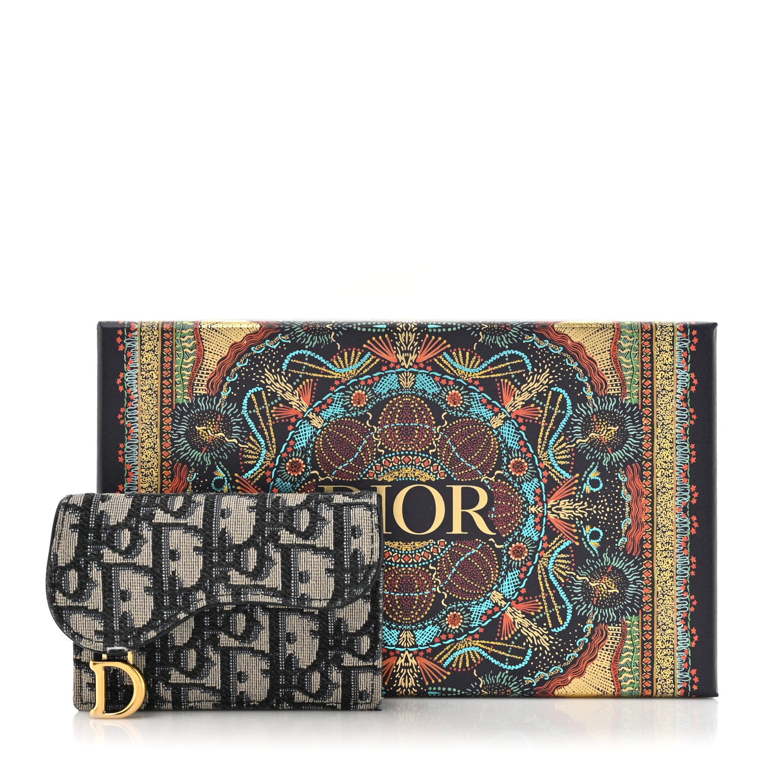 Christian Dior Oblique Saddle Card Holder Blue 9 of 9