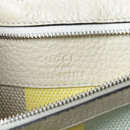 Gucci Pebbled Calfskin Medium Bamboo Daily Flap Shoulder Bag Mystic White 6 of 10