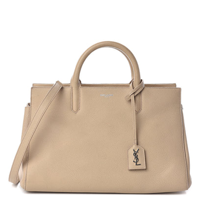 Saint Laurent Grained Calfskin Small Rive Gauche Dark Beige 1 of 11