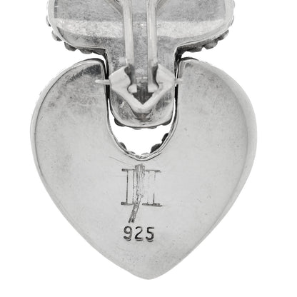 John Hardy Sterling Silver Dot Door Knocker Heart Drop Earrings 4 of 4